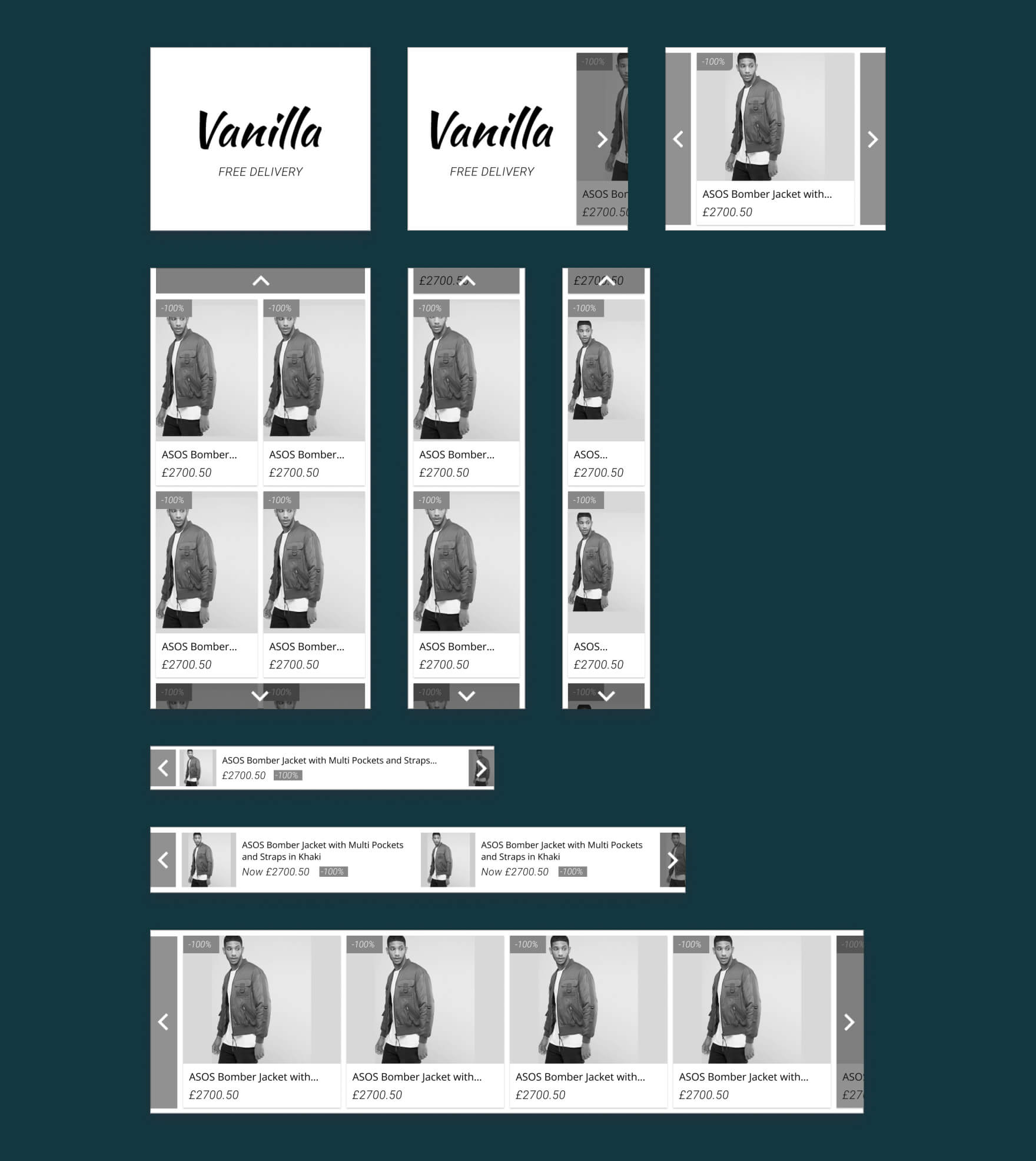 An image showing digital advert templates in 7 different sizes.